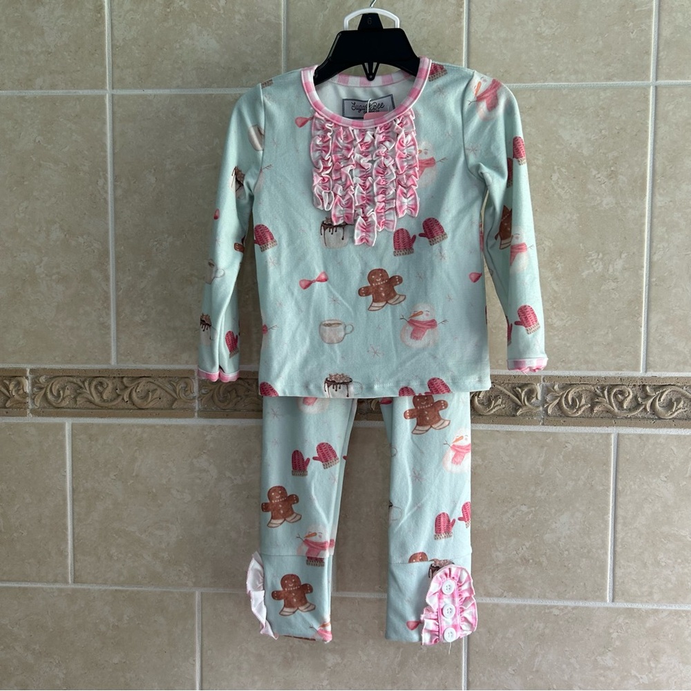 Sugar Bee Gingerbread Hot Cocoa Ruffle Buttflap Pajamas